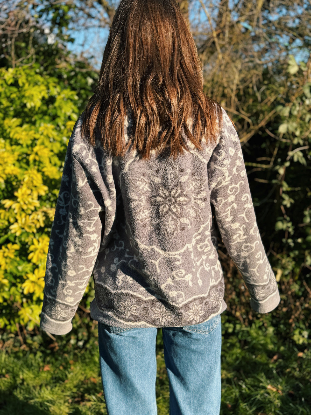 Vintage Patterned 1/4 Zip Fleece