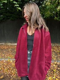 Cosy Burgundy Full Zip Fleece Jacket Unisex