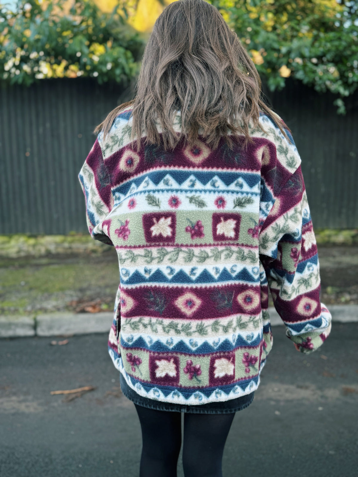 Vintage Patterned Zip Up Fleece