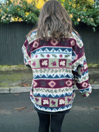 Vintage Patterned Zip Up Fleece