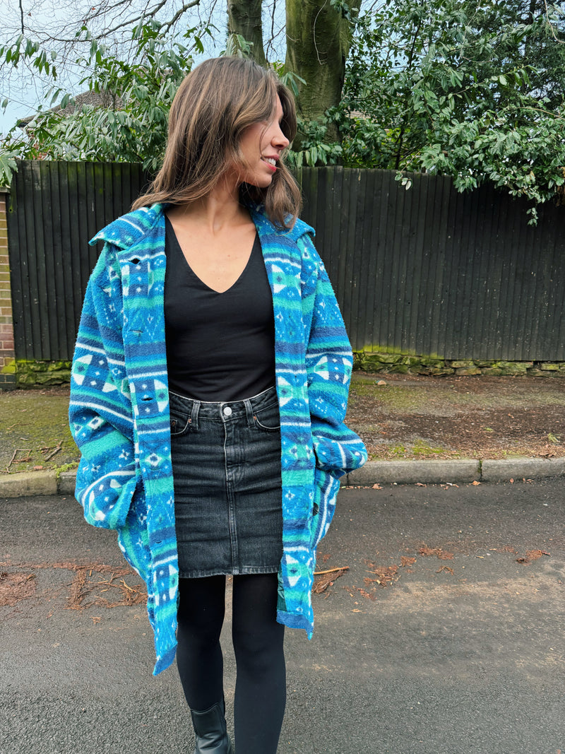 Vintage Patterned Fleece Jacket