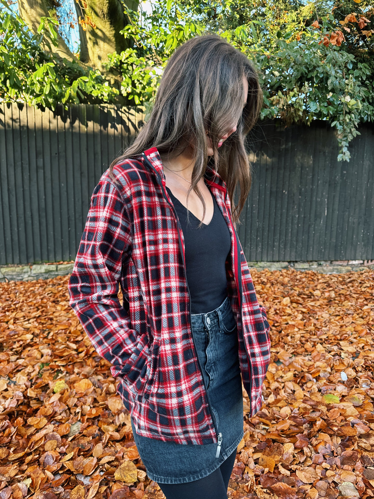 Vintage Check Patterned Zip Up Fleece