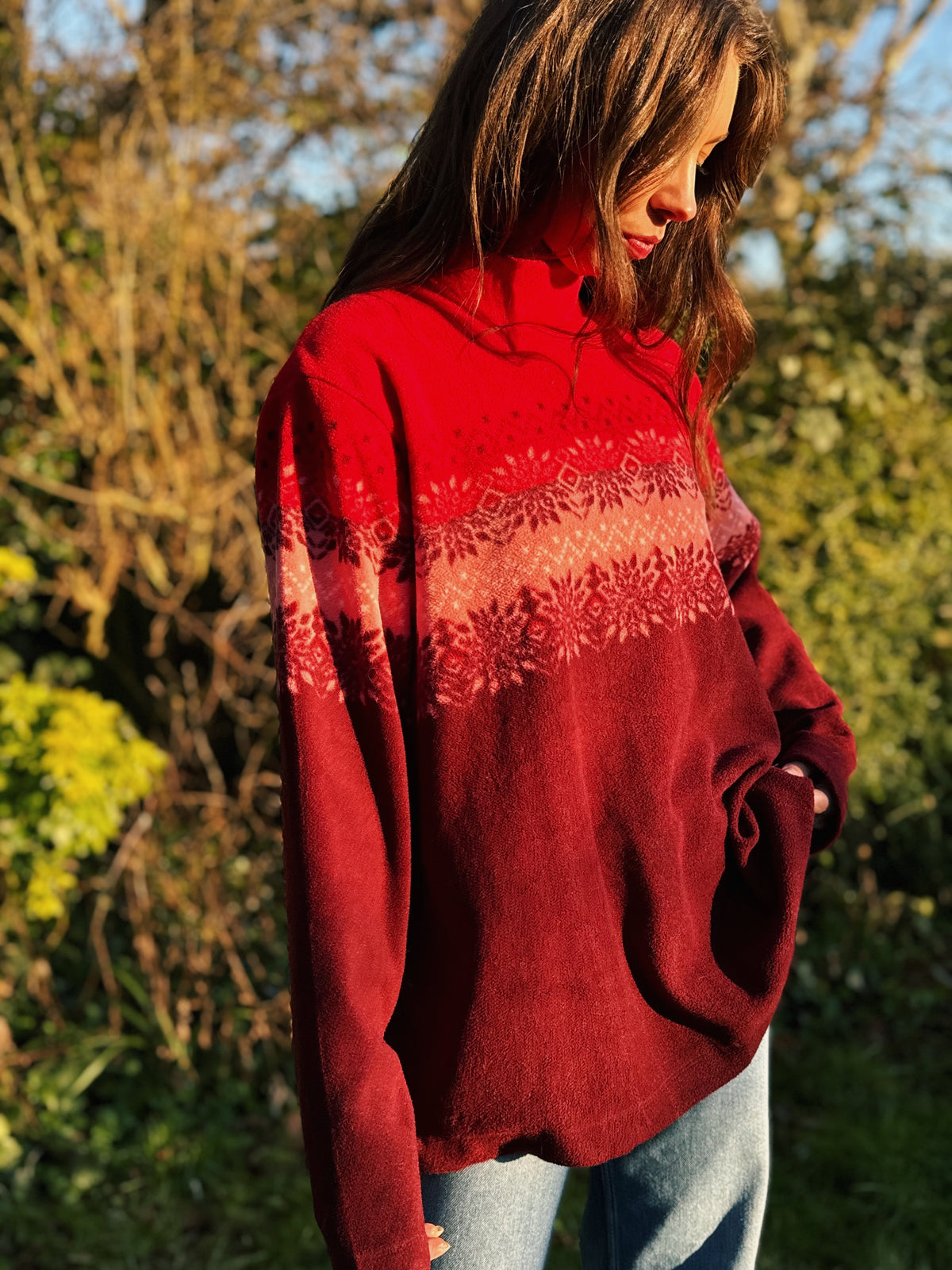 Vintage Patterned Fleece Pull Over