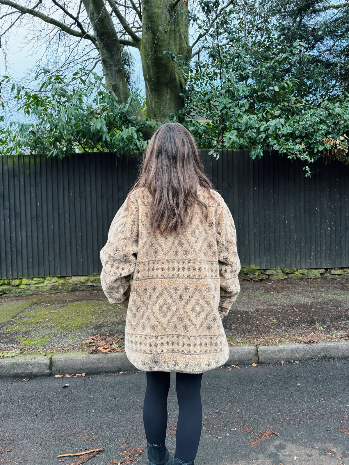 Vintage Patterned Teddy Fleece Jacket