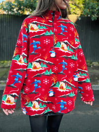 Vintage Ski Patterned 1/4 Zip Fleece