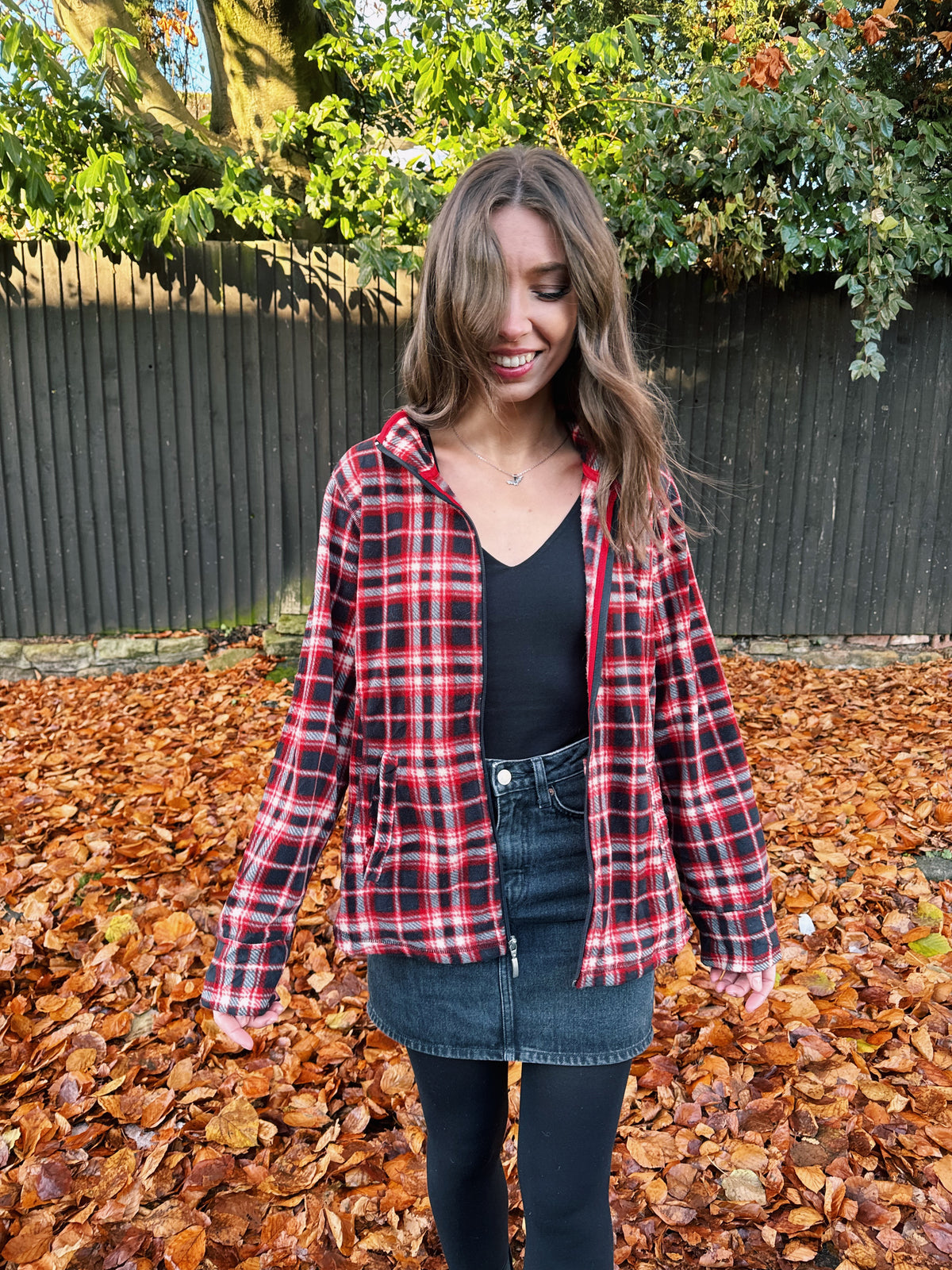 Vintage Check Patterned Zip Up Fleece