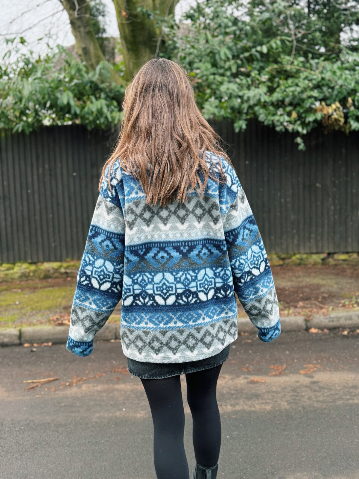 Vintage Patterned 1/4 Button Fleece