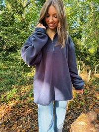 Cosy Midnight Blue 1/4 Zip Fleece Jacket Unisex