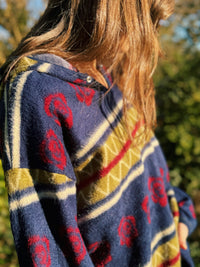 Vintage Patterned Fleece Hoodie