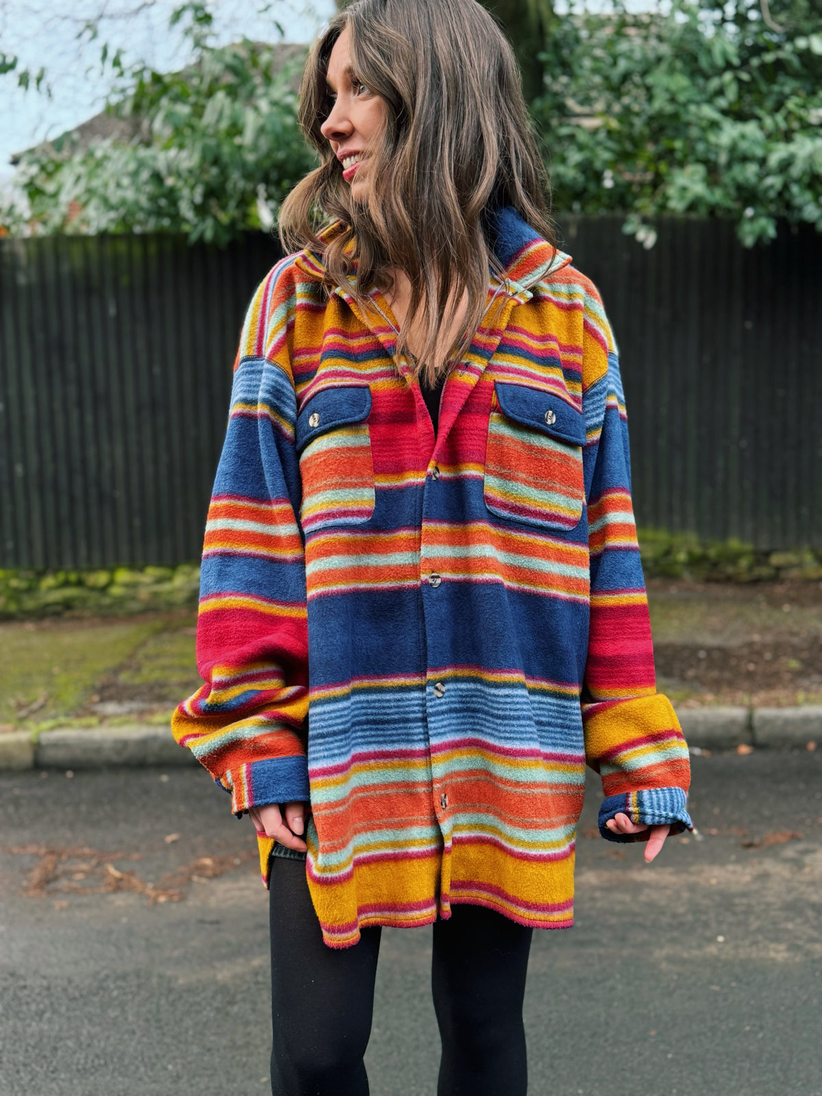 Vintage Multi Colour Striped Fleece Shirt