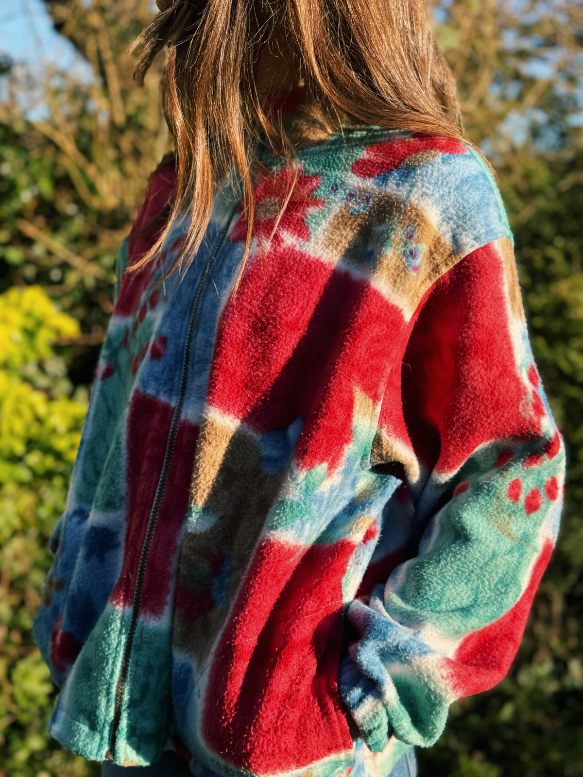 Vintage Patterned Zip Up Fleece