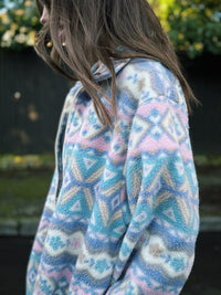 Vintage Pastel Patterned Zip Up Fleece