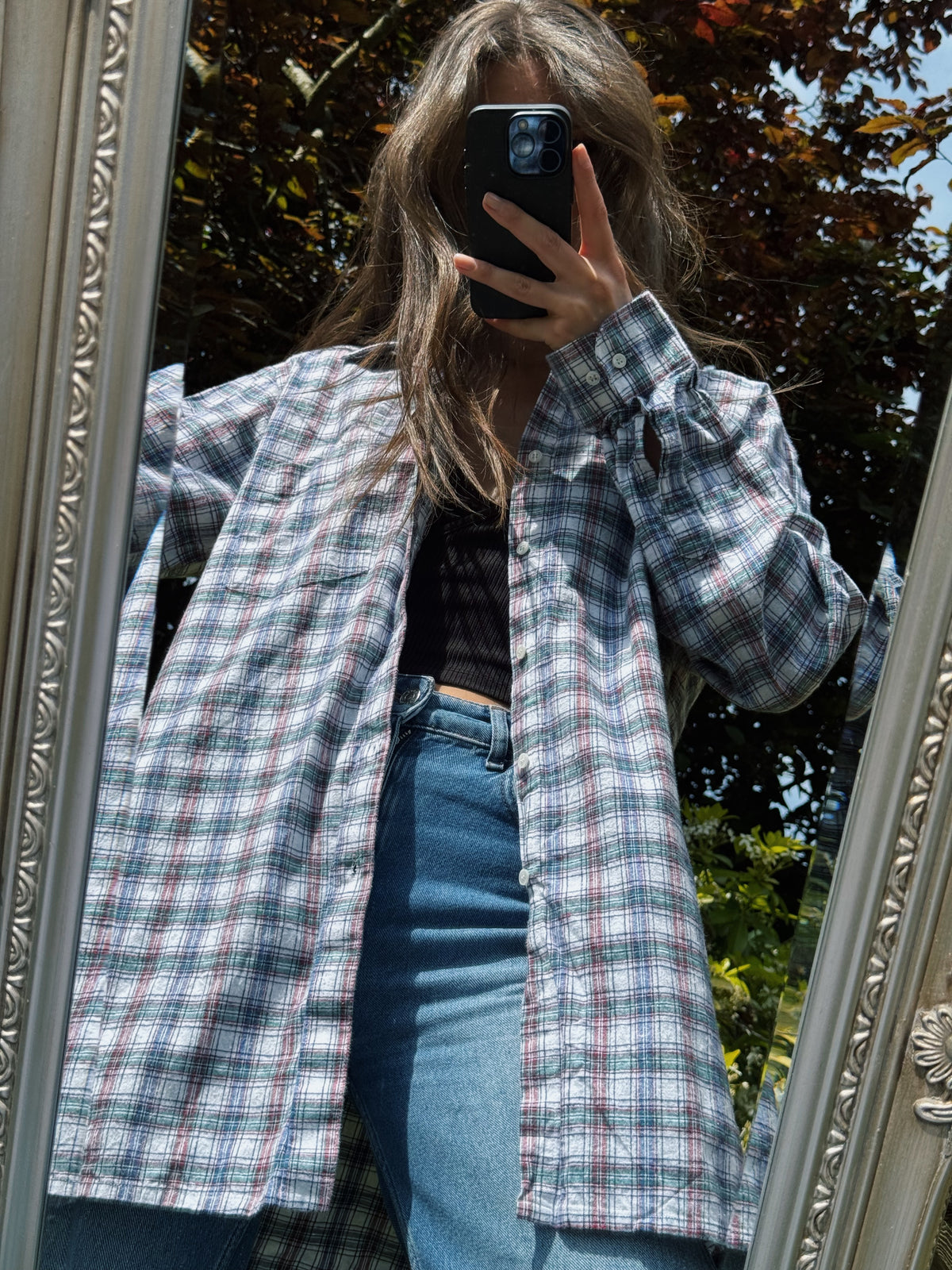 Vintage Check Patterned Long Sleeve Shirt