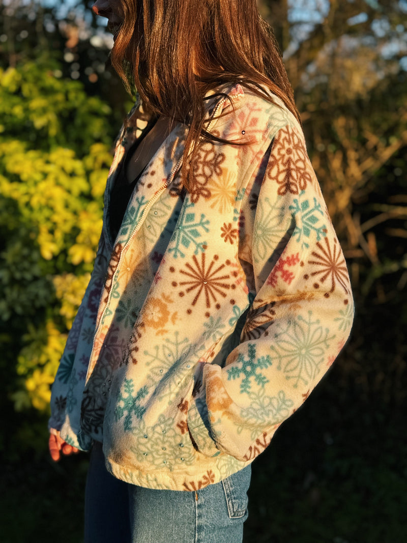 Vintage Patterned Zip Up Fleece