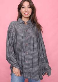 Vintage Patterned Long Sleeve Shirt