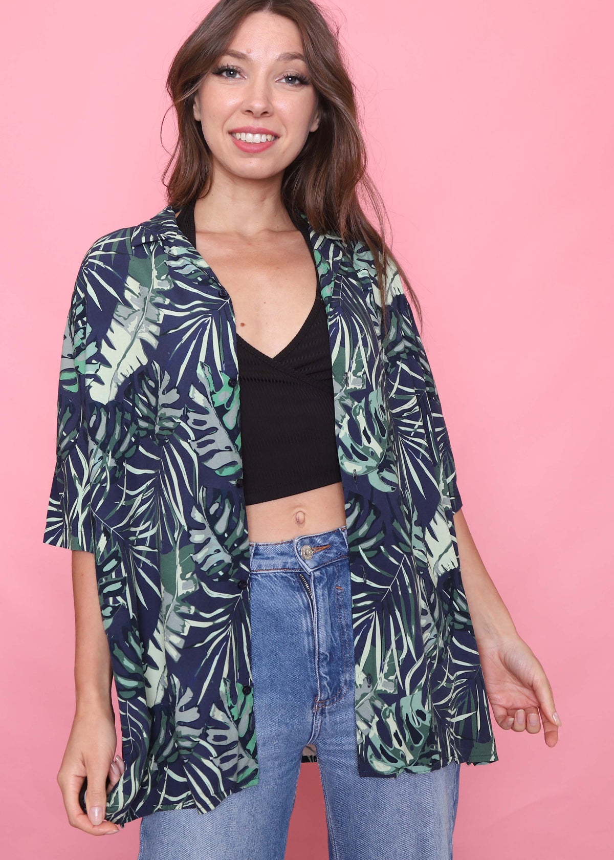 Retro Tropical Patterned Short Sleeve Shirt