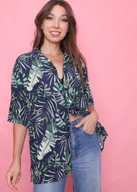 Retro Tropical Patterned Short Sleeve Shirt