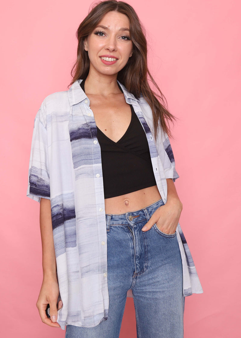 Retro Patterned Short Sleeve Shirt