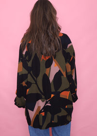 Retro Patterned Long Sleeve Shirt