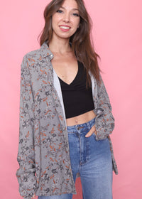 Vintage Patterned Long Sleeve Shirt