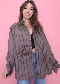 Vintage Patterned Long Sleeve Shirt