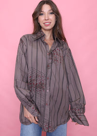Vintage Patterned Long Sleeve Shirt
