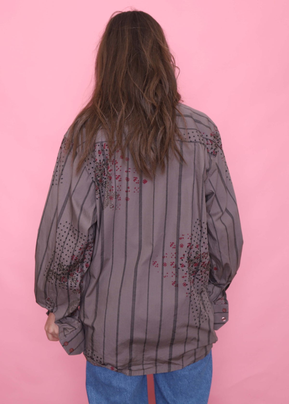 Vintage Patterned Long Sleeve Shirt
