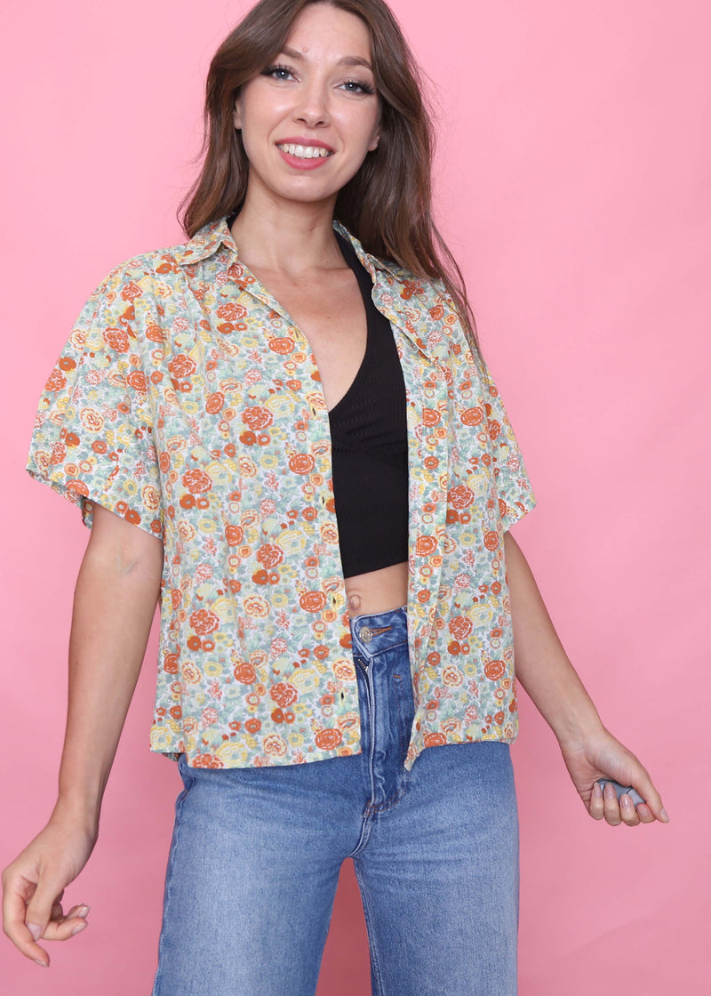 Vintage Patterned Short Sleeve Shirt