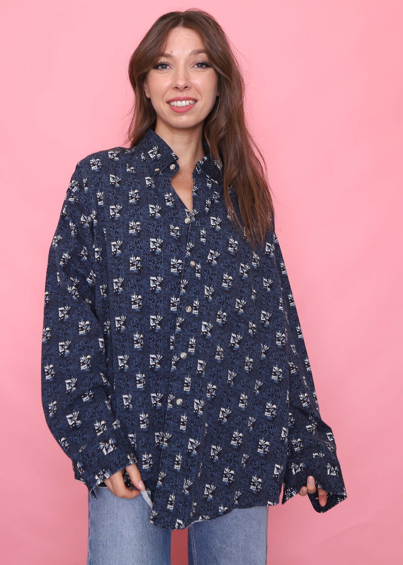 Vintage Patterned Long Sleeve Shirt