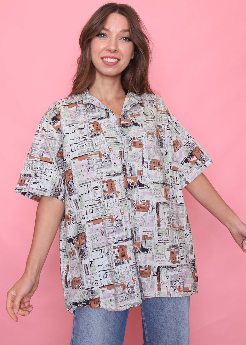 Vintage Patterned Short Sleeve Shirt