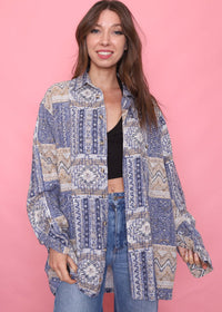Vintage Patterned Long Sleeve Shirt