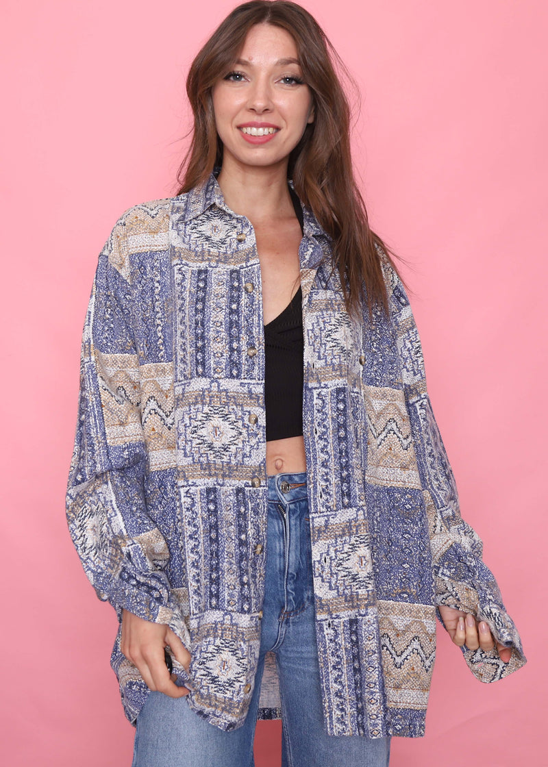Vintage Patterned Long Sleeve Shirt