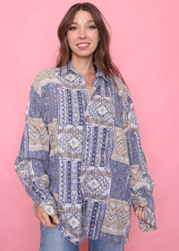 Vintage Patterned Long Sleeve Shirt
