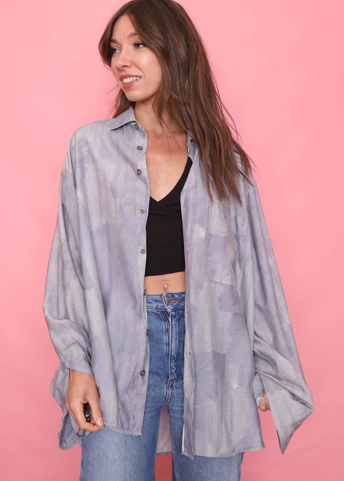 Vintage Patterned Long Sleeve Shirt