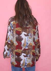 Vintage Patterned Long Sleeve Shirt