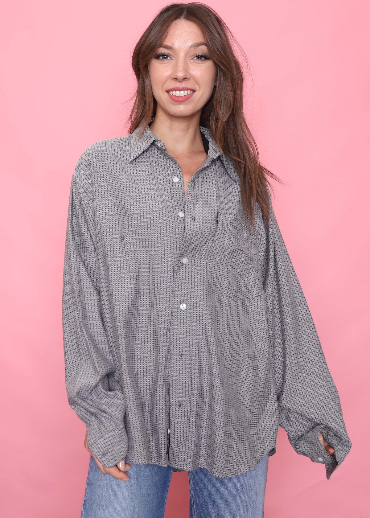 Vintage Patterned Long Sleeve Shirt