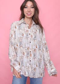 Vintage Patterned Long Sleeve Shirt