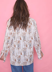 Vintage Patterned Long Sleeve Shirt