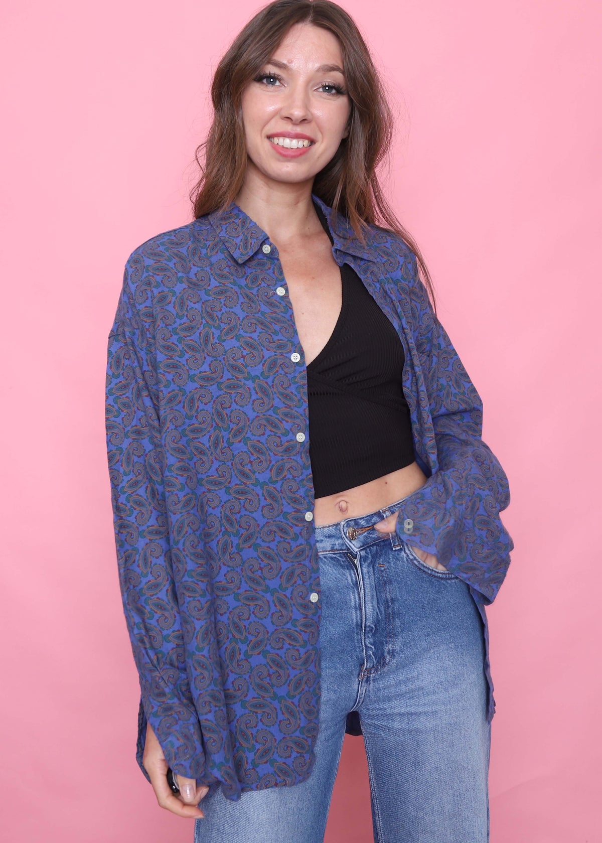 Vintage Patterned Long Sleeve Shirt