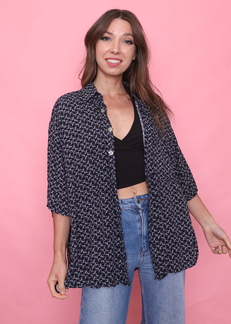 Vintage Patterned Short Sleeve Shirt