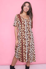 Vintage Leopard Print Button Down Dress