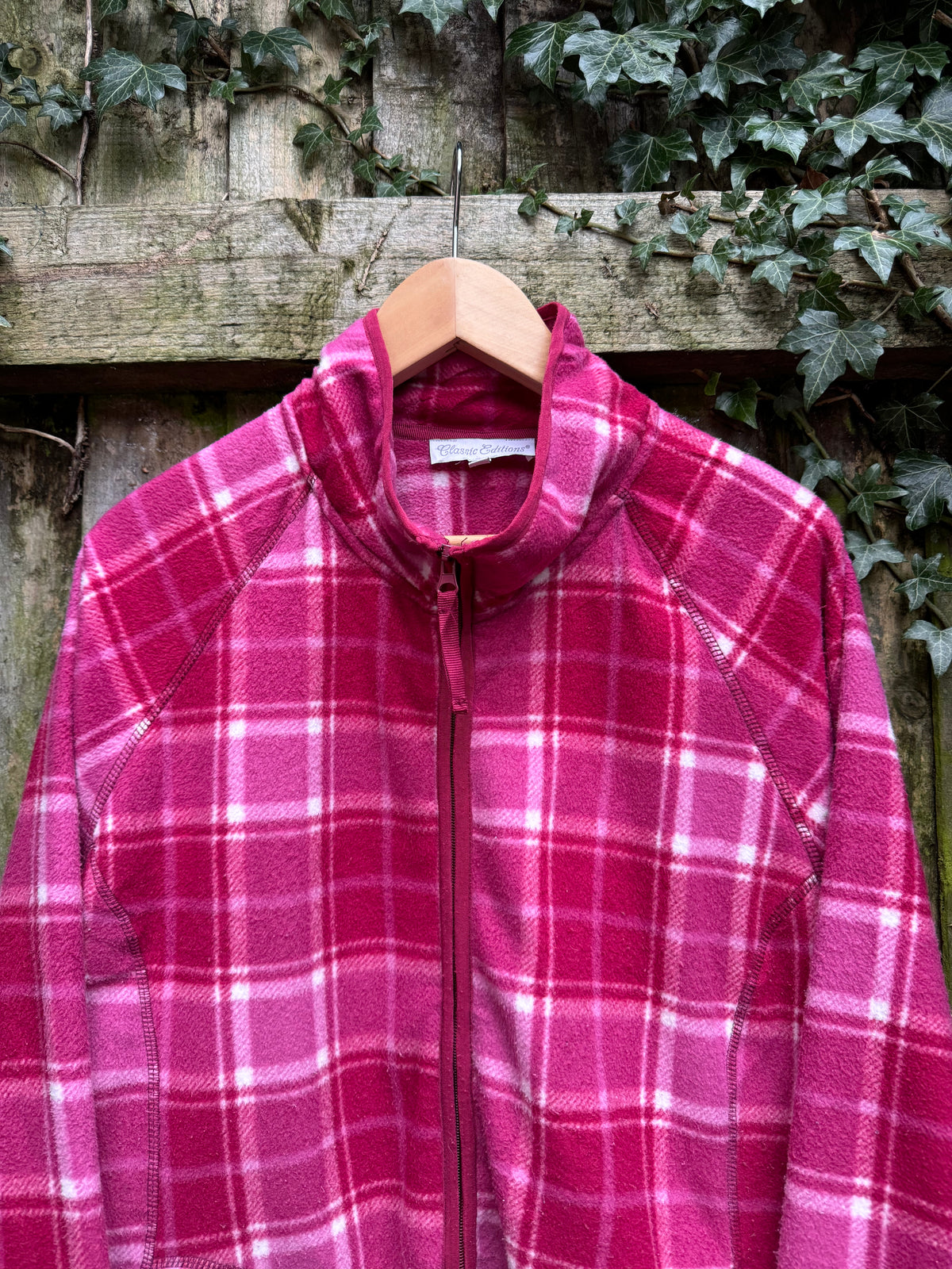 Vintage Check Patterned Full Zip Fleece