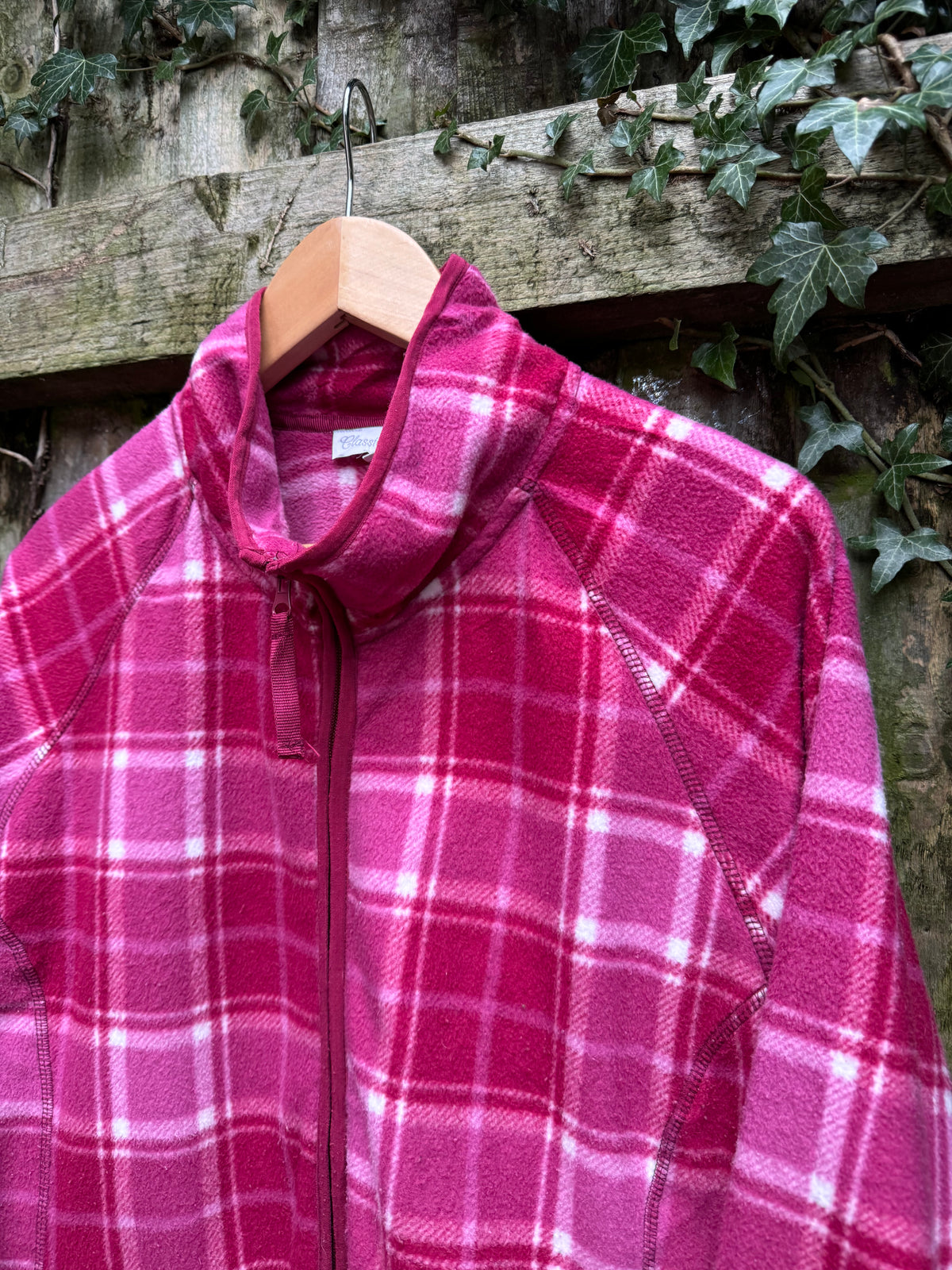 Vintage Check Patterned Full Zip Fleece