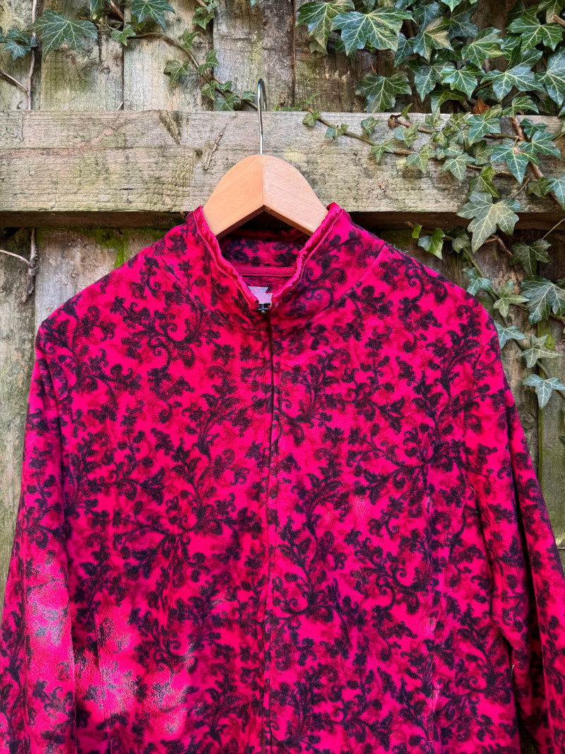 Vintage Patterned Full Zip Fleece