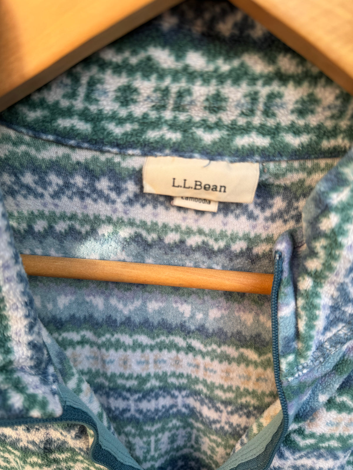 L.L Bean Vintage Patterned Full Zip Fleece