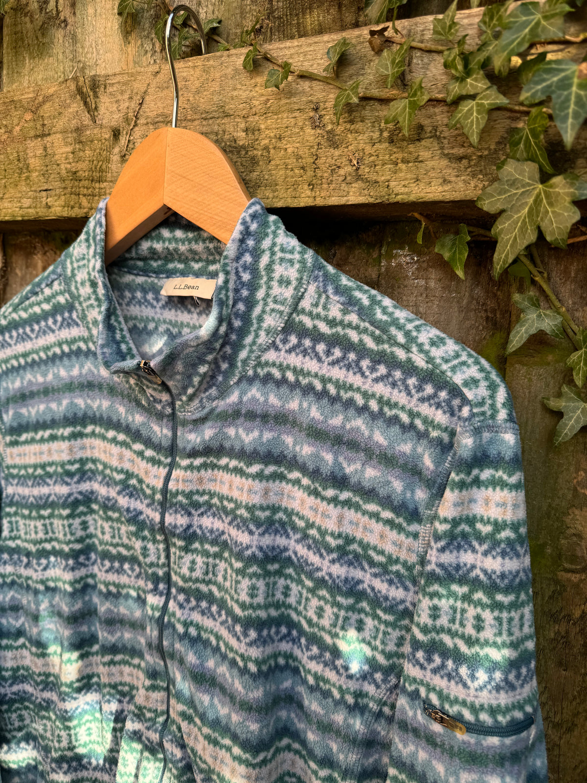 L.L Bean Vintage Patterned Full Zip Fleece