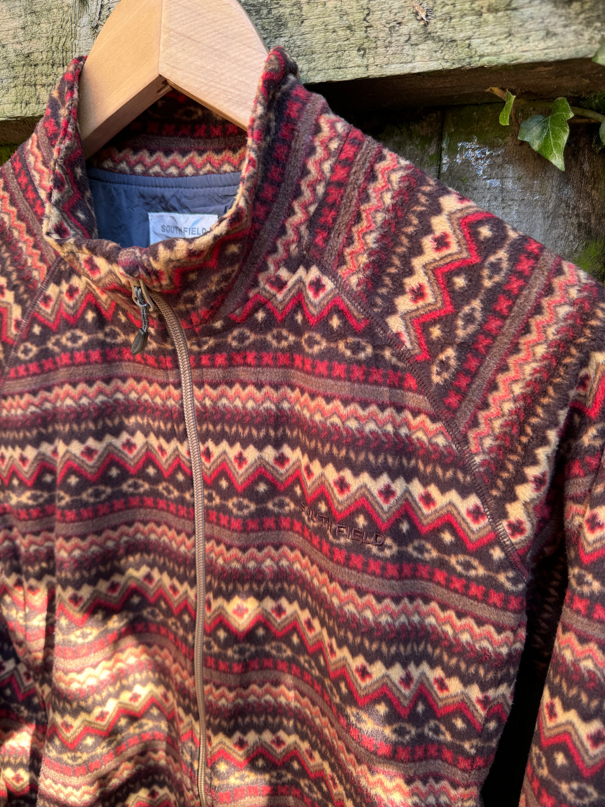 Vintage Patterned Full Zip Fleece Jacket