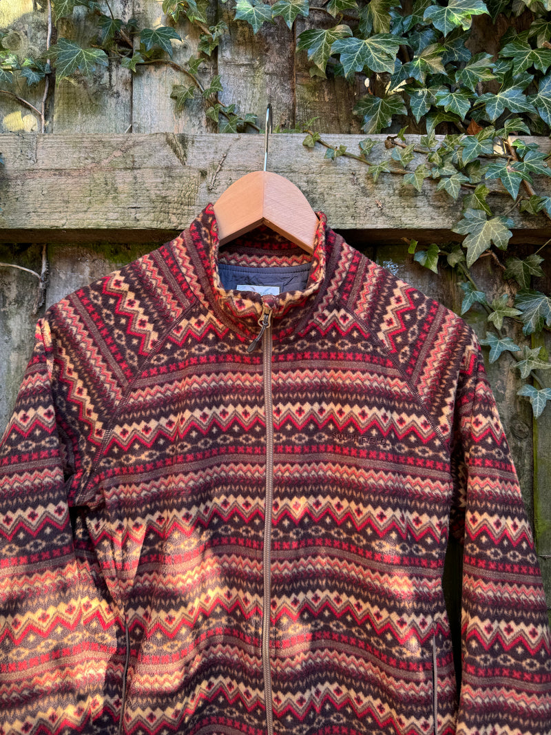 Vintage Patterned Full Zip Fleece Jacket