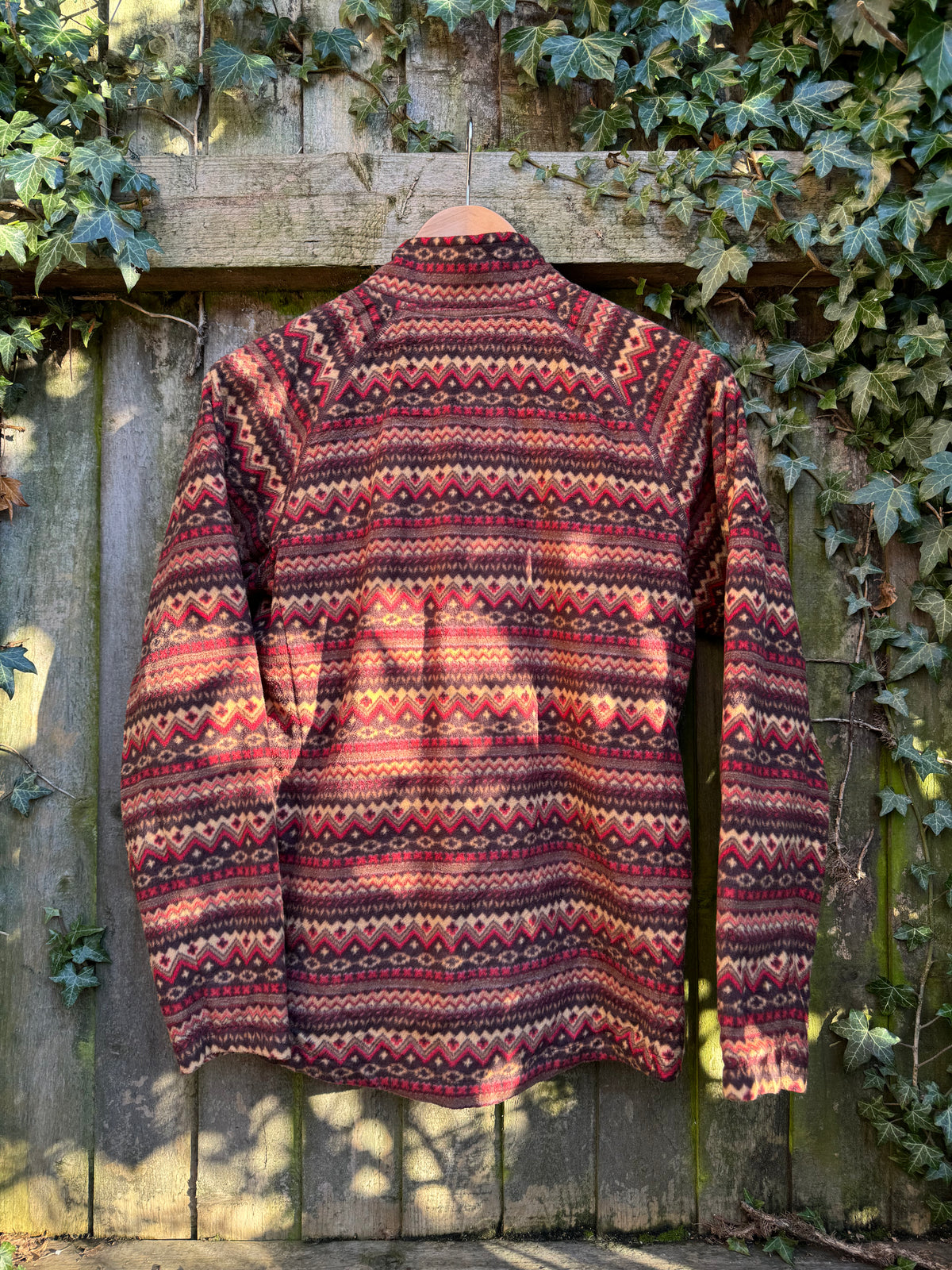 Vintage Patterned Full Zip Fleece Jacket