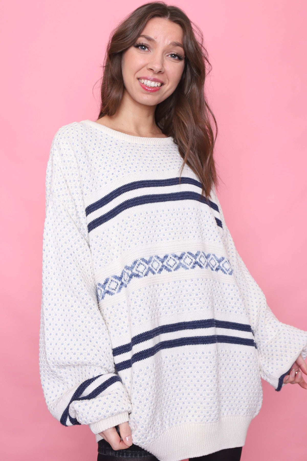 Vintage Patterned Knitted Jumper